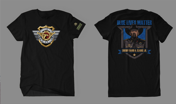 AH of LO Sheriff Clarke Blue Lives Matter Short Sleeve T-Shirt