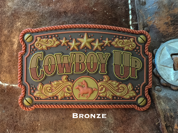 Cowboy Up Patch - Rubber, 5 Color Options!