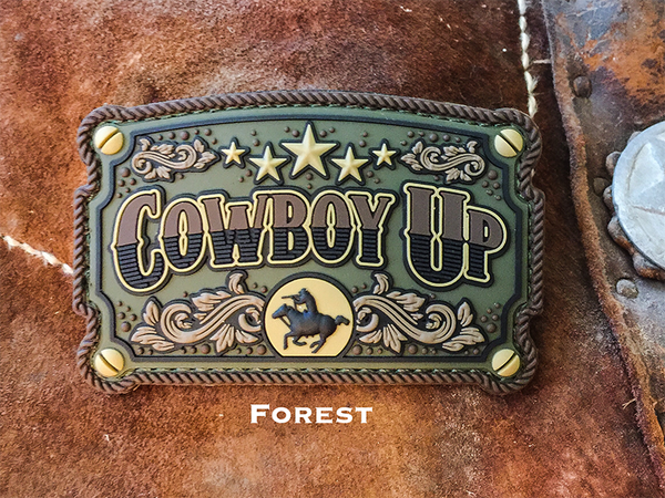 Cowboy Up Patch - Rubber, 5 Color Options!