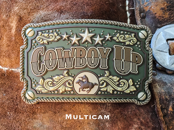 Cowboy Up Patch - Rubber, 5 Color Options!